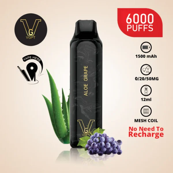 VGPT 6000 PUFFS (0mg, 20mg, 50mg) Disposable Vape Non-Rechargeable