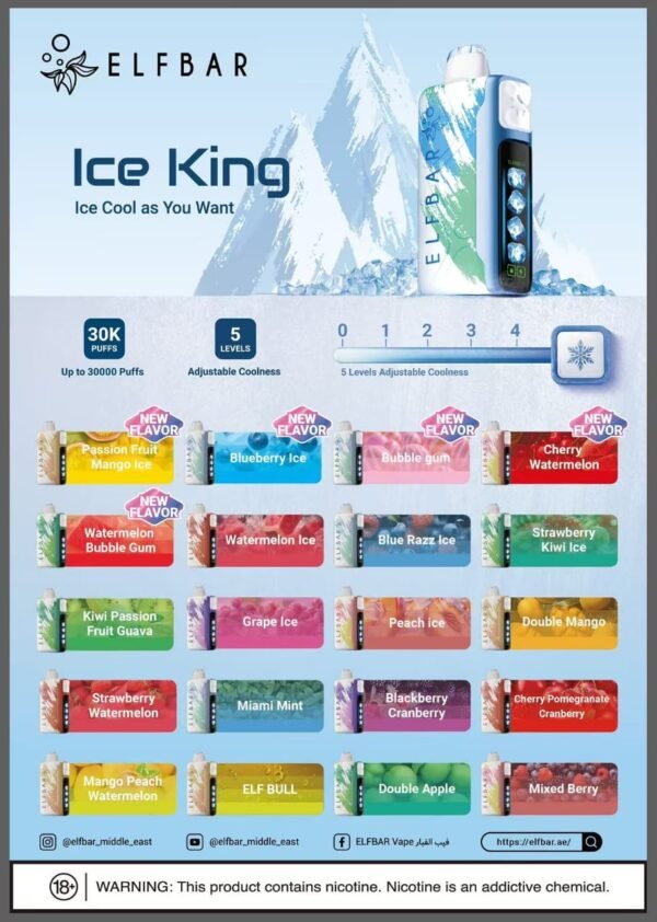Elfbar ice King 30K Puffs 5%Nicotine Vape.