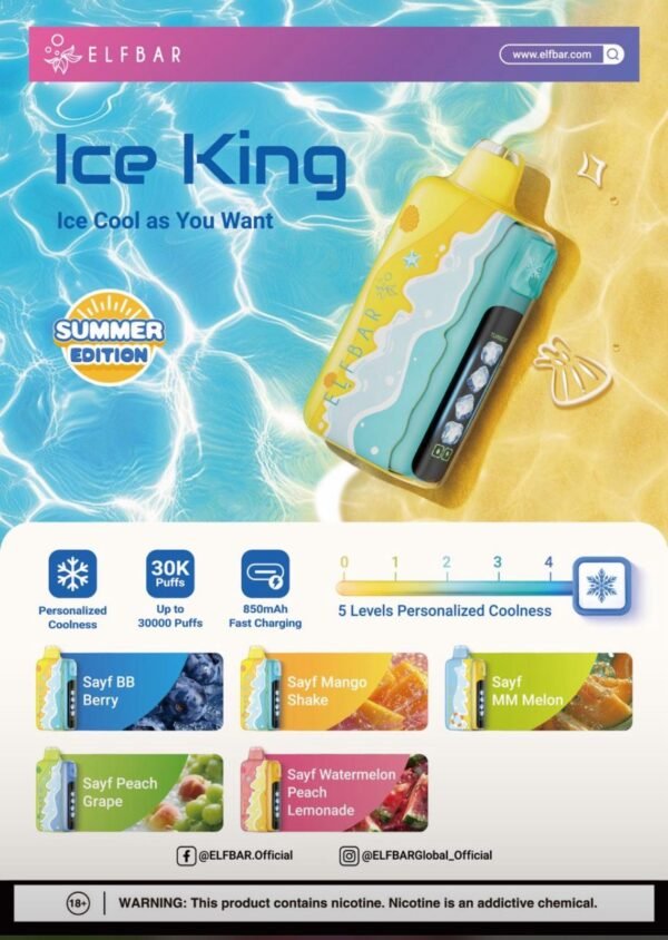 Elfbar ice King 30K Puffs 5%Nicotine Vape.