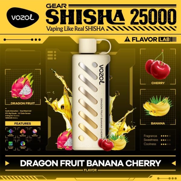 OZOL GEAR SHISHA DTL 25K PUFFS, 5%NICOTINE, DISPOSABLE VAPE