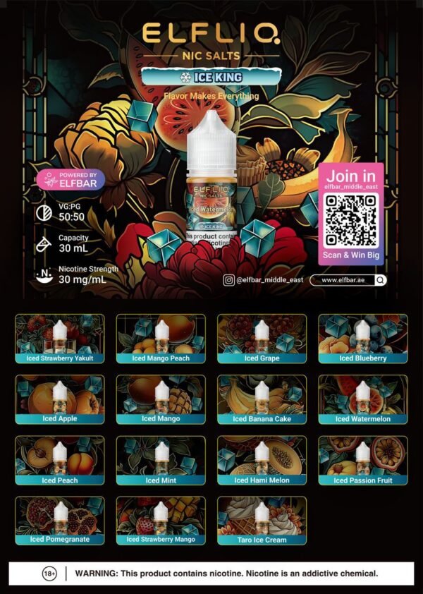 Elfbar (E-Liquid Juice) (ELFLIQ NIC SALTS) 30Mg 30ML Bottle Size.