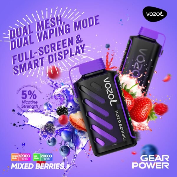 Vozol Gear Power 20K Puffs, 5%Nicotine, Disposable Vape.