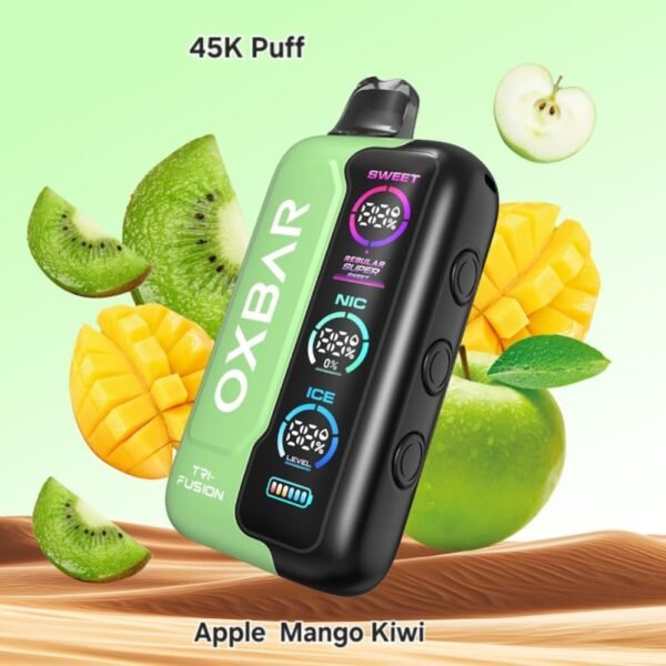 OXBAR TRI-FUSION Sweet/Nic/ice Control, 45K Puffs, Disposable, Rechargeable, Vape.