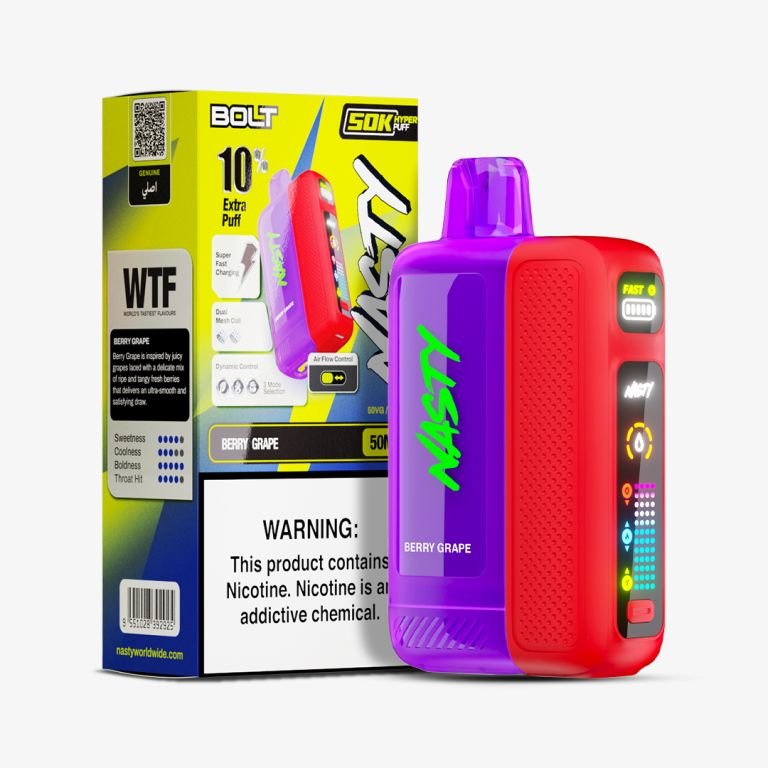 NASTY BOLT 50K Puffs, 5%Nicotine, Disposable Vape.