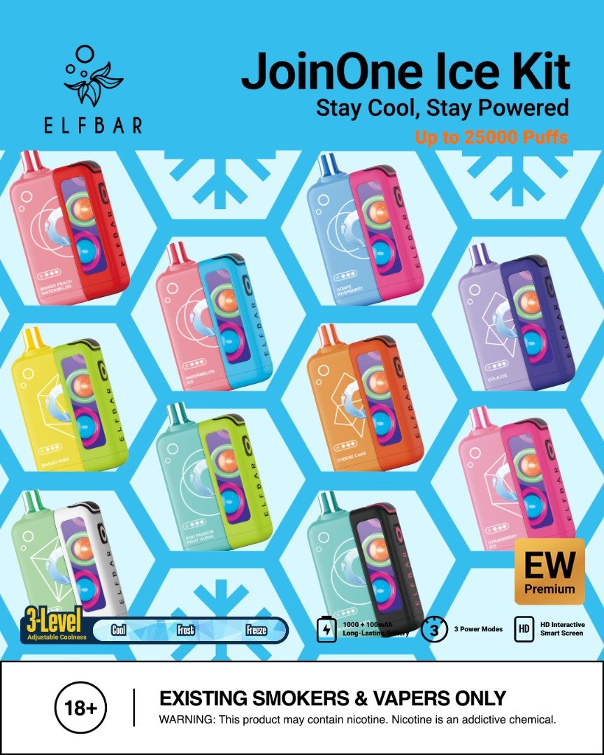 ELFBAR JoinOne Ice Kit 25K Puffs, 5%Nicotine, Disposable Vape.
