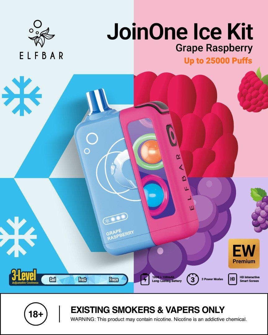 ELFBAR JoinOne Ice Kit 25K Puffs, 5%Nicotine, Disposable Vape.