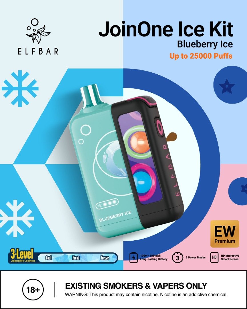 ELFBAR JoinOne Ice Kit 25K Puffs, 5%Nicotine, Disposable Vape.