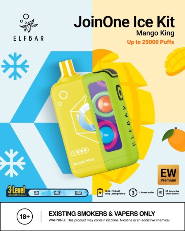 ELFBAR JoinOne Ice Kit 25K Puffs, 5%Nicotine, Disposable Vape.