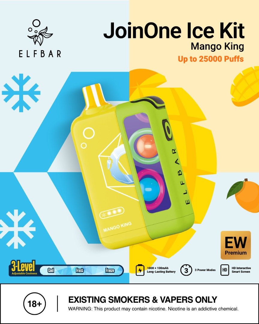 ELFBAR JoinOne Ice Kit 25K Puffs, 5%Nicotine, Disposable Vape.