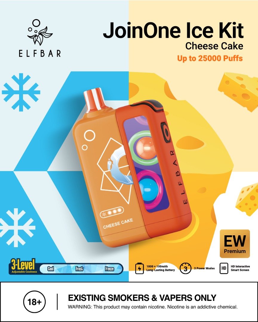 ELFBAR JoinOne Ice Kit 25K Puffs, 5%Nicotine, Disposable Vape.