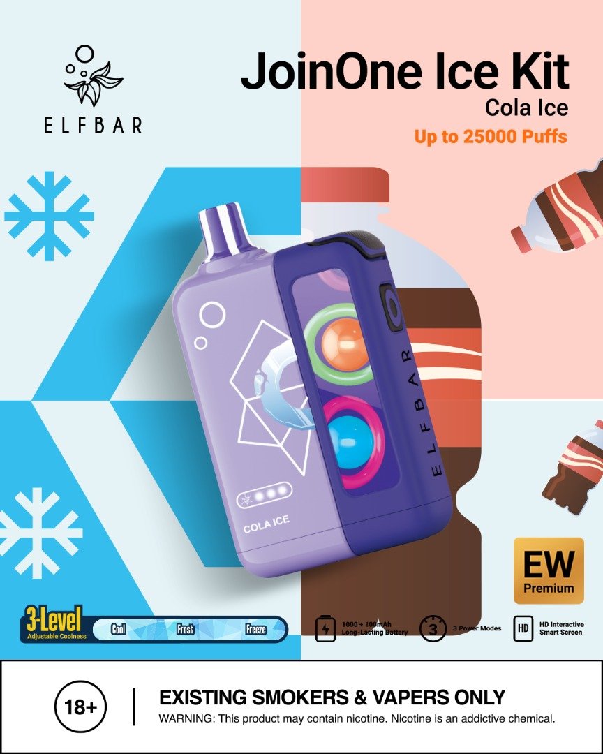 ELFBAR JoinOne Ice Kit 25K Puffs, 5%Nicotine, Disposable Vape.