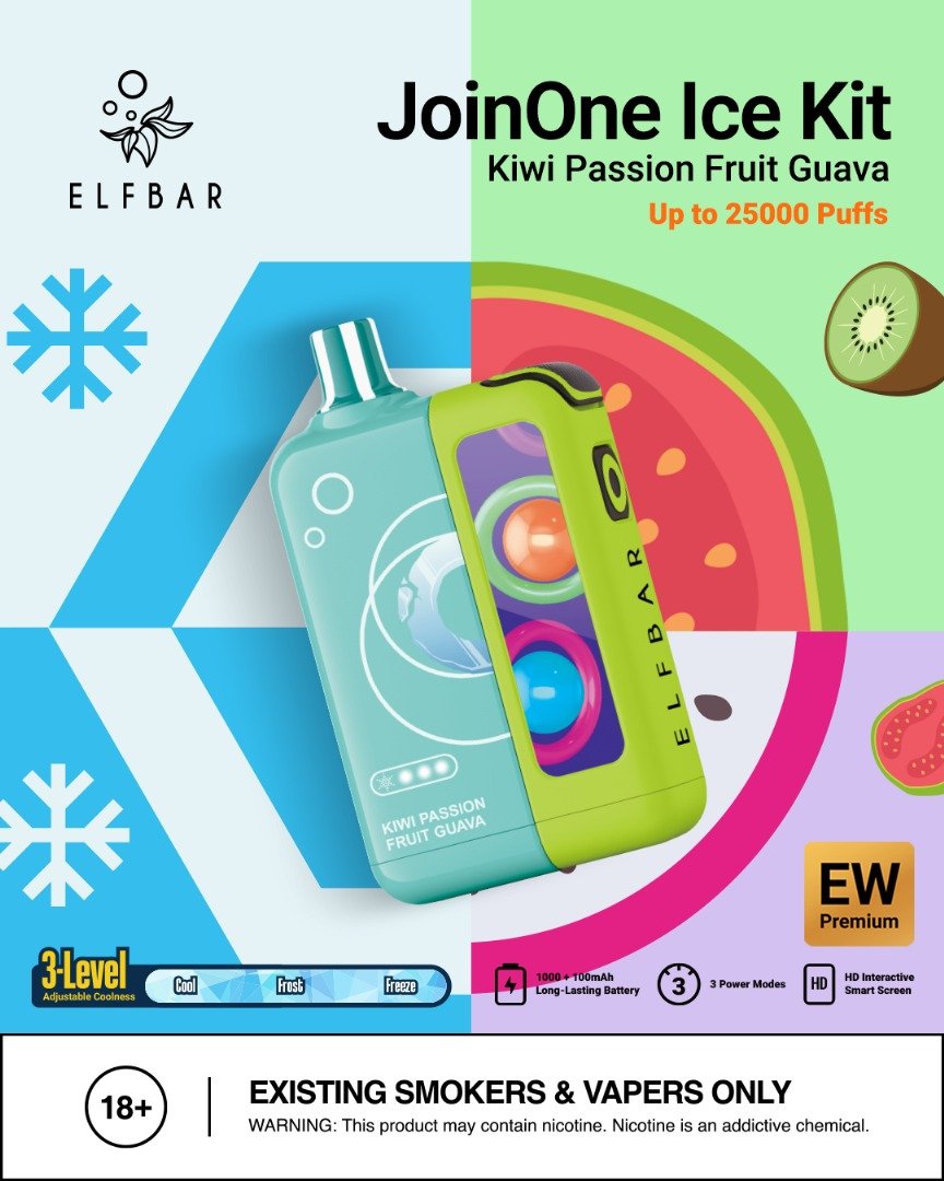 ELFBAR JoinOne Ice Kit 25K Puffs, 5%Nicotine, Disposable Vape.