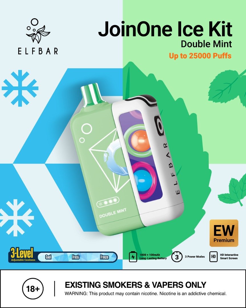 ELFBAR JoinOne Ice Kit 25K Puffs, 5%Nicotine, Disposable Vape.