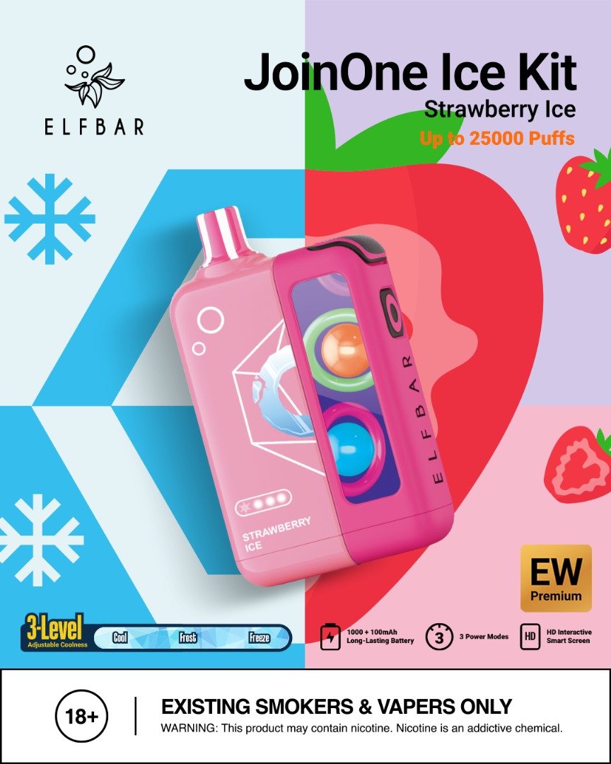 ELFBAR JoinOne Ice Kit 25K Puffs, 5%Nicotine, Disposable Vape.