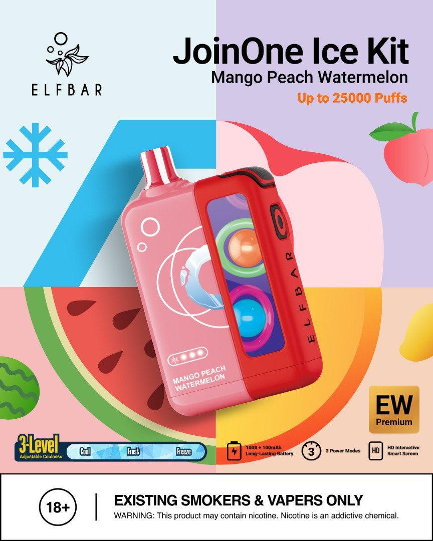 ELFBAR JoinOne Ice Kit 25K Puffs, 5%Nicotine, Disposable Vape.
