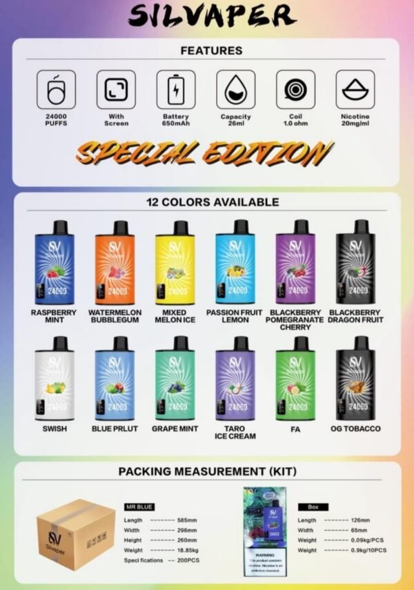 Silvaper 24K (MTL Special Edition) 5%Nicotine, Disposable Vape.