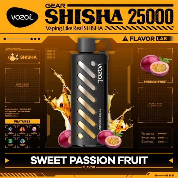OZOL GEAR SHISHA DTL 25K PUFFS, 5%NICOTINE, DISPOSABLE VAPE