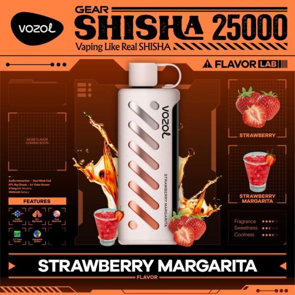 OZOL GEAR SHISHA DTL 25K PUFFS, 5%NICOTINE, DISPOSABLE VAPE