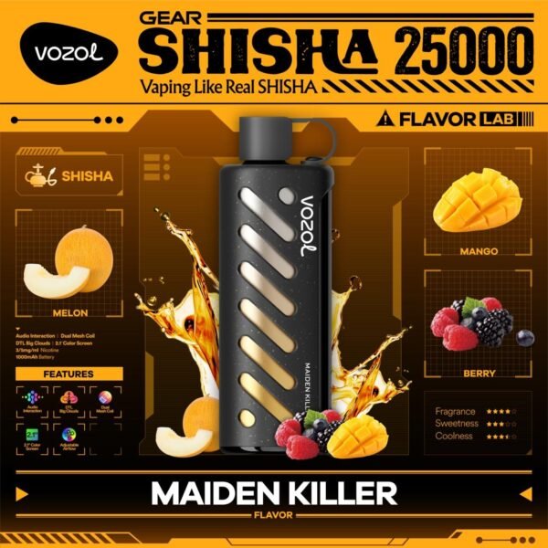 OZOL GEAR SHISHA DTL 25K PUFFS, 5%NICOTINE, DISPOSABLE VAPE