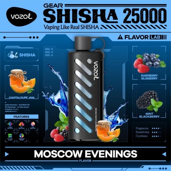 OZOL GEAR SHISHA DTL 25K PUFFS, 5%NICOTINE, DISPOSABLE VAPE