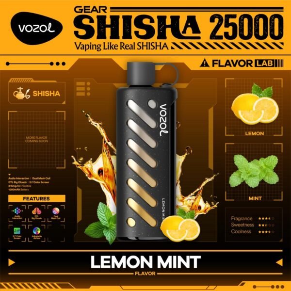 OZOL GEAR SHISHA DTL 25K PUFFS, 5%NICOTINE, DISPOSABLE VAPE