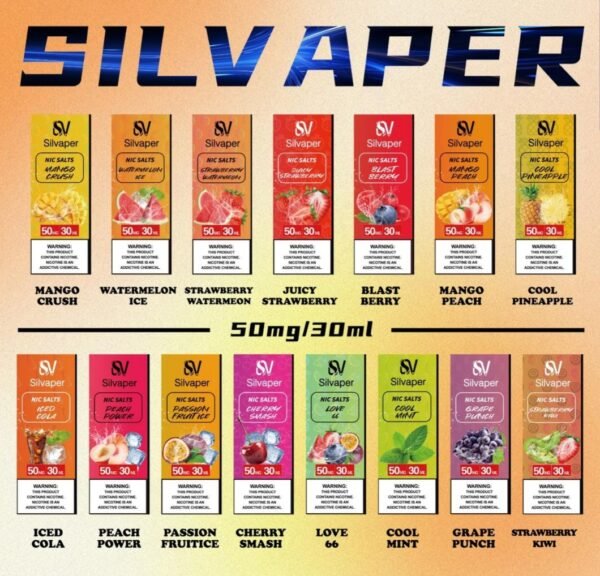 Silvaper E-Liquid Juice, 20Mg50Mg Nicotine, 30ML Bottle Size, Available Flavors.